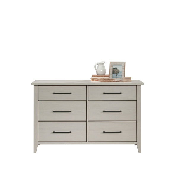 English Elm Dresser, Stylish White Storage Solution With Six Drawers, Smooth-Glide Metal Runners, Versatile Design B356P402643