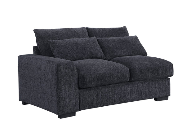 English Elm Nyeisha Flannel Velvet Sectional Sofa with Chaise Usb Ports and Built-in Console Dark Gray B102S00074