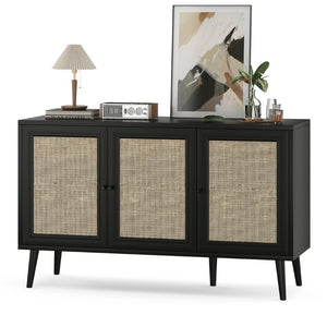 English Elm Sideboard Buffet Cabinet With 3 Rattan Doors - Modern Storage Solution For Entryway & Living Room P2 T3623P380285-GIGA