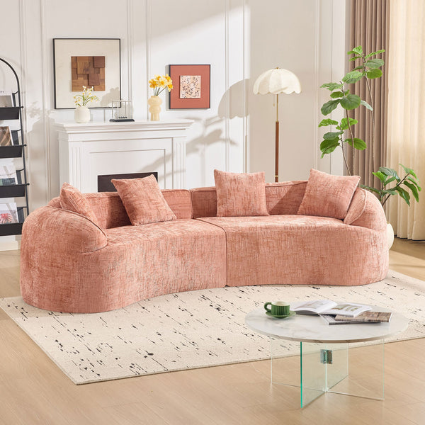 English Elm Pink Curved Compressed Sofa — Nordic Soft Foam & Spring Seating, Easy Setup, Stylish Centerpiece W3612S00010