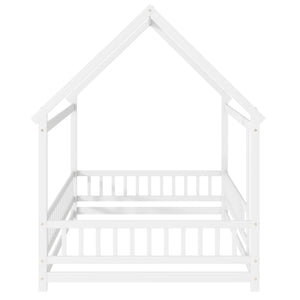 English Elm Full Size House Floor Bed With Roof Frame & Safety Guardrails - Cozy, Imaginative Retreat For Kids W504P286408