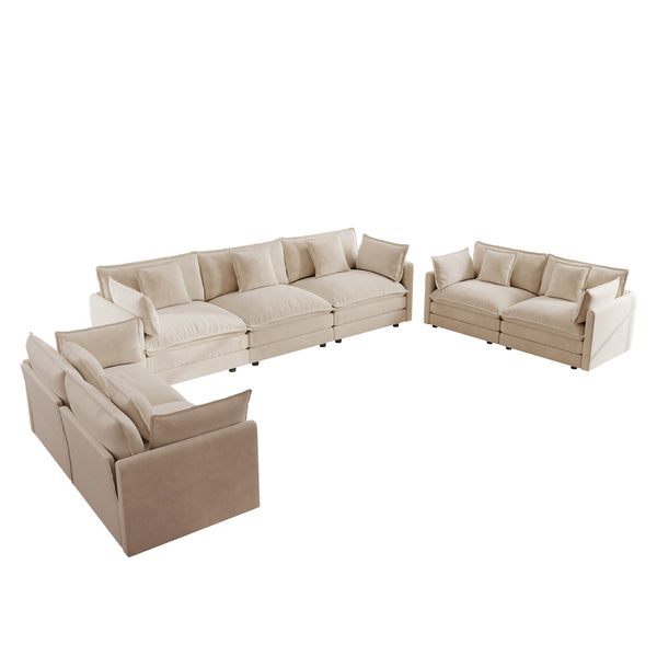 English Elm 3 Piece Chenille Sofa Set with Deep Cushioned Seats for Cozy Living Room Comfort W714S00899