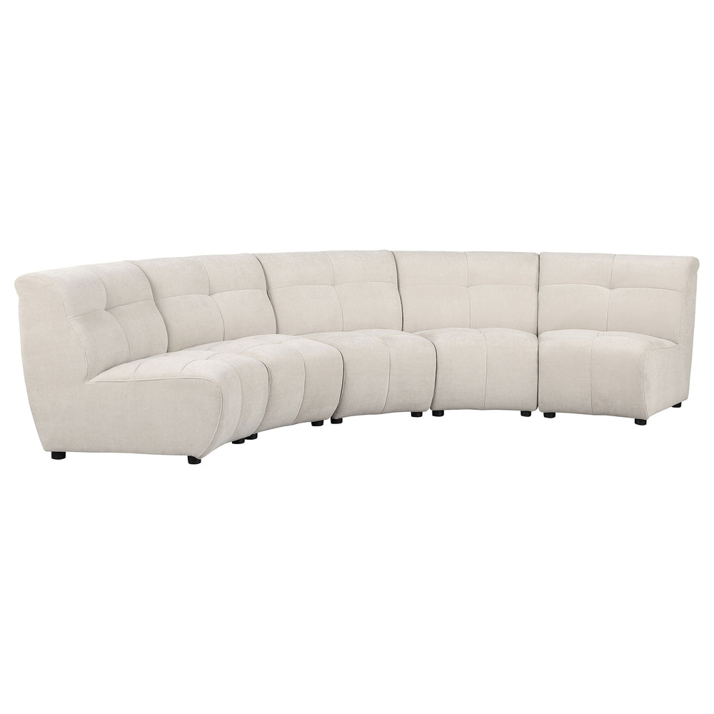English Elm Oliver Five Piece Modular Sectional with Tufted Ivory Fabric for Open Living Spaces B062S01461