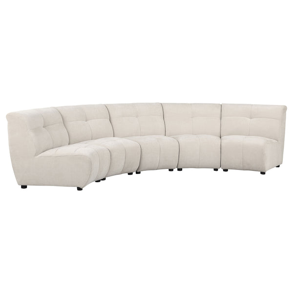 English Elm Oliver Five Piece Modular Sectional with Tufted Ivory Fabric for Open Living Spaces B062S01461
