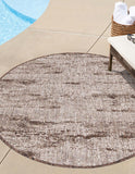 Unique Loom Outdoor Modern Cartago Machine Made Abstract Rug Brown, Ivory 10' 0" x 10' 0"