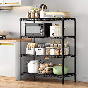 English Elm Multi Tier Steel Wire Shelving Unit for Laundry Bathroom Kitchen Vertical Storage Black W3895P460437