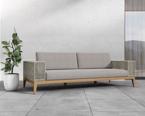 Sunpan Salerno Sofa - Sophisticated Outdoor Armchair with Durable Teak Wood and Weather-Resistant Frame Palazzo Taupe