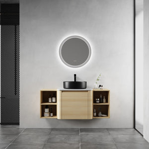 English Elm 48'' Wall-Mounted Bathroom Vanity With Elegant Ceramic Sink, Soft-Close Door & Ample Storage Shelves W999S00470