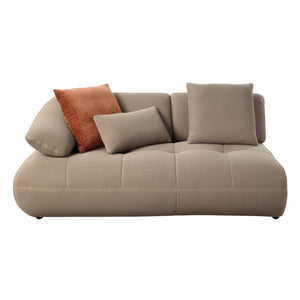 English Elm Carrick 3‑Piece Beige Sandwich Mesh Sectional Sofa with Ottoman — Chenille Accents, KD Legs, Foam Comfort B2726S00395