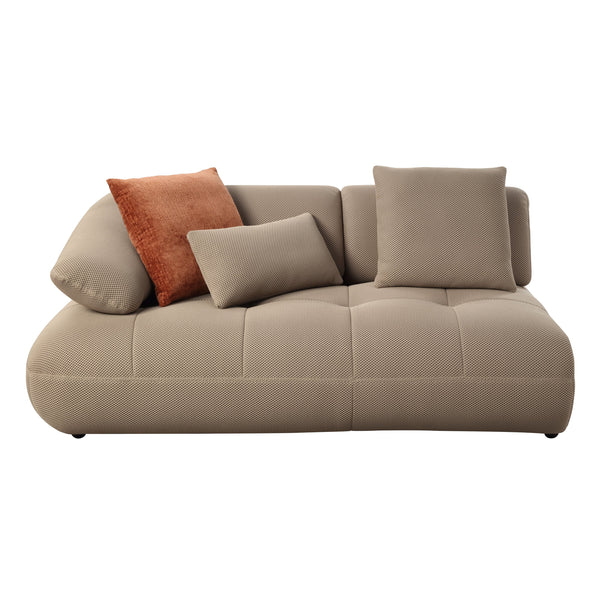 English Elm Carrick 3‑Piece Beige Sandwich Mesh Sectional Sofa with Ottoman — Chenille Accents, KD Legs, Foam Comfort B2726S00395