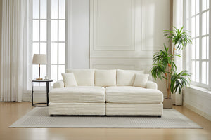 English Elm Modern Sectional Couch - Cozy 2-Piece Corduroy Slipcovers With Throw Pillows For Stylish Living Spaces W2915S00030