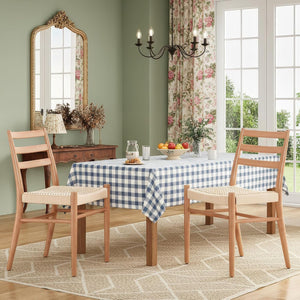 English Elm Dining Chairs with Handwoven Rope Seats and Iron Frame Mid Century Modern Set of 2 Beige,Natural T3623P438623