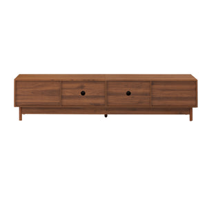 English Elm 78inch TV Stand Walnut for up to 85" TVs — Fluted Glass Drawers, Cable Management, Solid-Wood Legs PMID N710P362197P