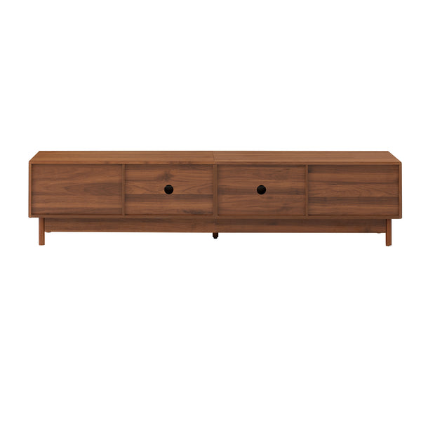 English Elm 78inch TV Stand Walnut for up to 85" TVs — Fluted Glass Drawers, Cable Management, Solid-Wood Legs PMID N710P362197P
