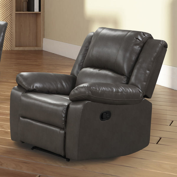 English Elm Transitional Multi-Function Glider Recliner with Channel Back, Cup Holders, Hidden Storage, Upholstered Comfort Gray 31 L x 36 W x 28 H B2741P385165