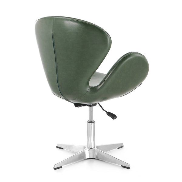 English Elm Raspberry Upholstered Swivel Lounge Chair with Adjustable Height, Polished Chrome Base & Plush Seat Green B365P397954