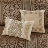 Madison Park Bella Traditional 6 Piece Jacquard Comforter Set with Throw Pillows MP10-8404 Brown