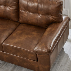 English Elm 59" Club Style Tufted Pu Leather Loveseat with Hidden Storage and Wide Padded Armrests Brown W1097S00245