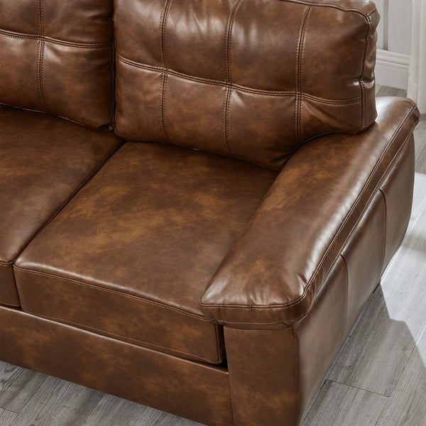 English Elm 59" Club Style Tufted Pu Leather Loveseat with Hidden Storage and Wide Padded Armrests Brown W1097S00245