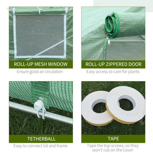 English Elm Outsunny Walk-in Tunnel Greenhouse Steel Hoop Frame with Mesh Ventilation Garden W2225P217789