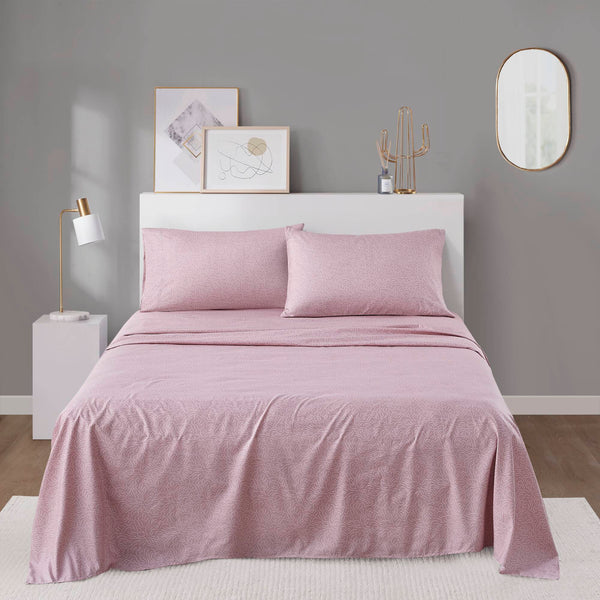 English Elm Printed Cotton Flannel Sheet Set Queen - Ultra-Soft Brushed Fabric, Deep Pocket Fitted, Cozy Warmth Pink 11.81 L x 9.84 W x 3.94 H B035P294483