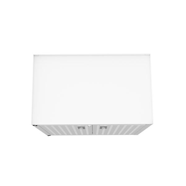 English Elm Rolling Metal Garage Cabinet with Locking Doors Diamond Texture Industrial Storage White B365P398224