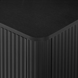 English Elm 63" Wave Front Sideboard with Four Door Storage for Living Room Hallway Bedroom W1820P431357