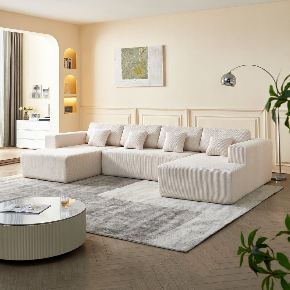 English Elm Reversible Corduroy U-Shaped Sectional Sofa - Plush Comfort For Modern Living Rooms! W1765S00118-GIGA