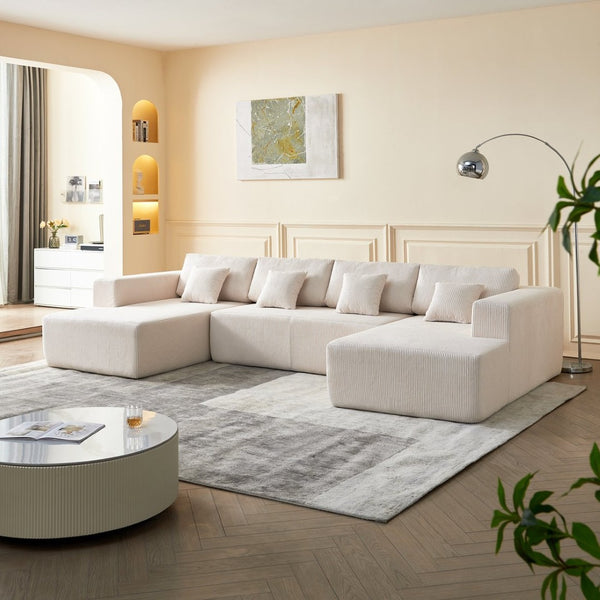 English Elm Reversible Corduroy U-Shaped Sectional Sofa - Plush Comfort For Modern Living Rooms! W1765S00118-GIGA