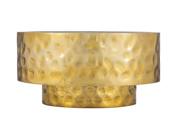 English Elm CT-90-25-30 Hand-Hammered Stainless Steel Coffee Table in Gold — Modern Rounded Design, Unique Texture, Luxe Finish (90) B009P321116