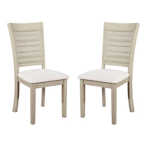 OSP Home Furnishings Walden Cane Back Dining Chair  - Set of 2 Linen / Antique White