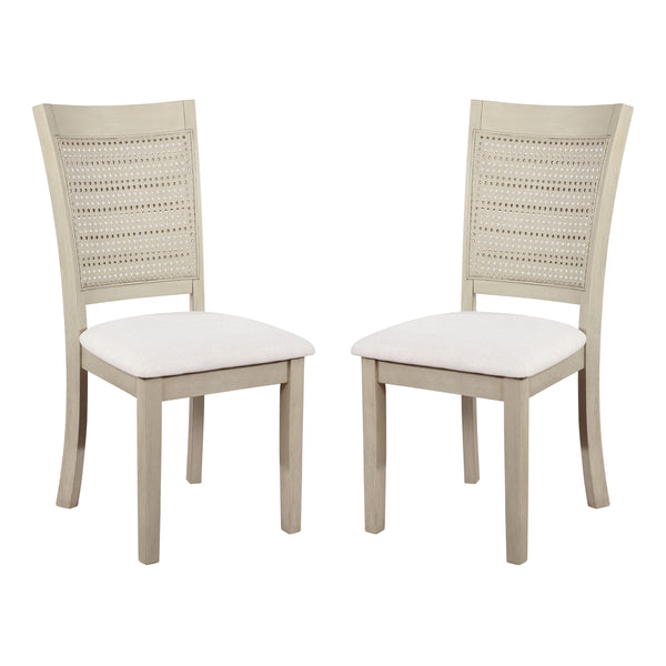 OSP Home Furnishings Walden Cane Back Dining Chair  - Set of 2 Linen / Antique White