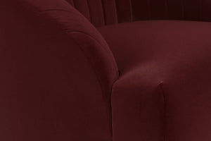Sunpan Astrid Armchair - Luxurious Velvet Tufted Design with Antique Brass Frame for Elegant Living Spaces Merlot