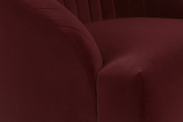 Sunpan Astrid Armchair - Luxurious Velvet Tufted Design with Antique Brass Frame for Elegant Living Spaces Merlot