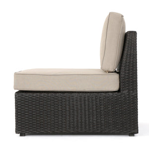English Elm Santa Cruz Outdoor Wicker Sectional Armless Chair Set with Plush Weather Resistant Cushions Dark Brown 52976.00IRN