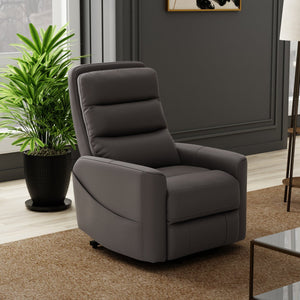 English Elm Faux Power Lift Chair with Premium Faux Leather, USB Charging, Side Pockets & Quiet Motor Recline Grey B339P409530
