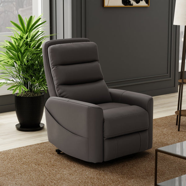 English Elm Faux Power Lift Chair with Premium Faux Leather, USB Charging, Side Pockets & Quiet Motor Recline Grey B339P409530
