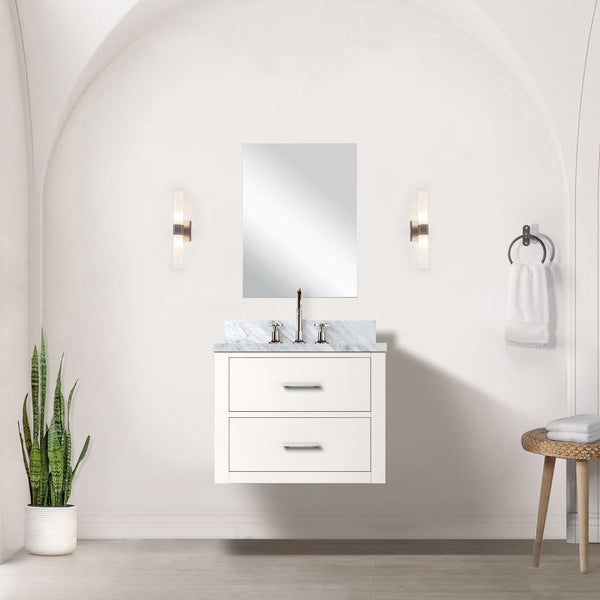 English Elm White 24-Inch Single Bath Vanity With Durable Acrylic Top - Easy Install, Soft-Close, Stylish Design B2731P257912-GIGA