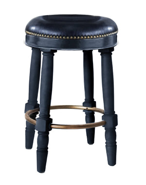 English Elm AGODY 26" Counter Height Swivel Bar Stools Set of 2 with Upholstered Seats and Sturdy Rubberwood Frame Dark Blue W2170P208094