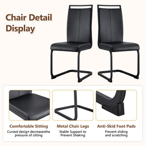 English Elm Table And Chair Set: 71" Walnut Grain Dining Table With 8 Stylish Black Pu Chairs & Storage Shelf W1151S04279-GIGA