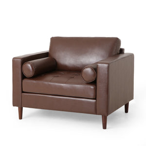 English Elm Christopher Knight Home® - CLUB Sophisticated Faux Leather Club Chair with Espresso Birch Legs, Plush Comfort and Modern Style Dark Brown 45 L x 34.25 W x 23.5 H 72623.00DBRN