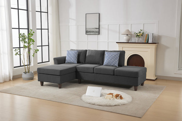English Elm Hidden Compartment Modular Sectional with Pull Out Drawer and Coordinated Accent Pillows Dark Grey B2730S00063