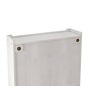English Elm 24.8"Glass Rustic White Washed Double Door Wall Cabinet with 3 Shelves, Towel Rack, Solid Wood Storage W757P218128