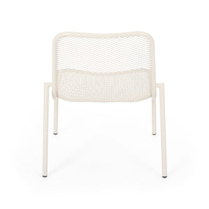 English Elm Christopher Knight Home® - 3 Piece Seating Group Iron Patio Set in Ivory White with Mesh Chairs & Glass Top Side Table, RTA 65200.00WHI_65201.00WHI