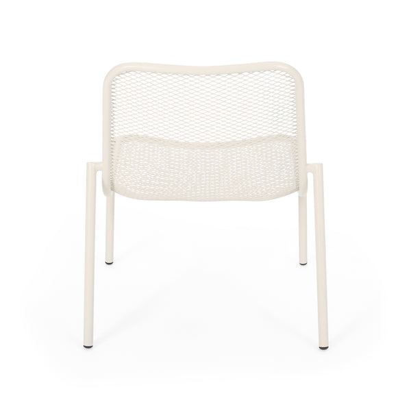 English Elm Christopher Knight Home® - 3 Piece Seating Group Iron Patio Set in Ivory White with Mesh Chairs & Glass Top Side Table, RTA 65200.00WHI_65201.00WHI