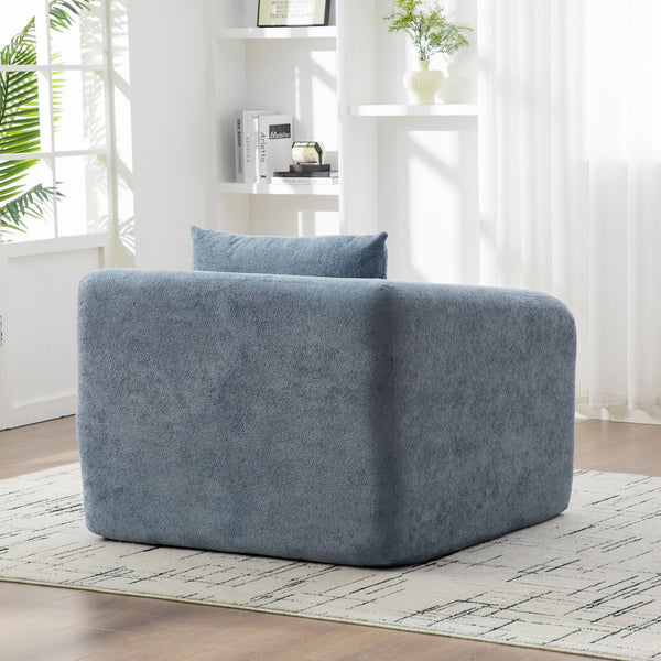 English Elm 40" Chenille Cloud Floor Chair Convertible Sleeper Sofa Lounge for Dorm Apartment Bedroom Light Blue W3118P388897