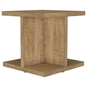 English Elm Metron Mango Square End Table with Rustic Modern Engineered Wood Finish, Clean Lines & Storage Nooks B062P375422