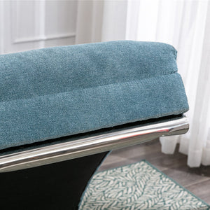 English Elm Linen Ergonomic Massage Chaise Lounge with Remote Control, 140° Recline, Foam Cushion Comfort and Sturdy Frame Blue W39539624