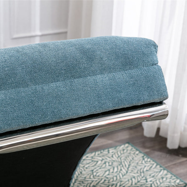 English Elm Linen Ergonomic Massage Chaise Lounge with Remote Control, 140° Recline, Foam Cushion Comfort and Sturdy Frame Blue W39539624