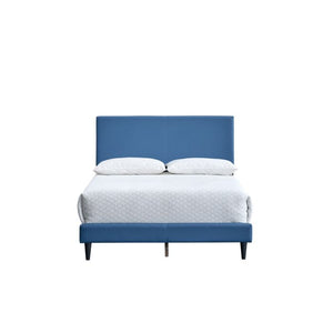English Elm Baron Full Bed Frame with Faux Leather Upholstery, Slat Support, Adjustable Headboard Height, Fits 7–13" Blue 26.37 L x 60.39 W x 7.28 H B078P380172